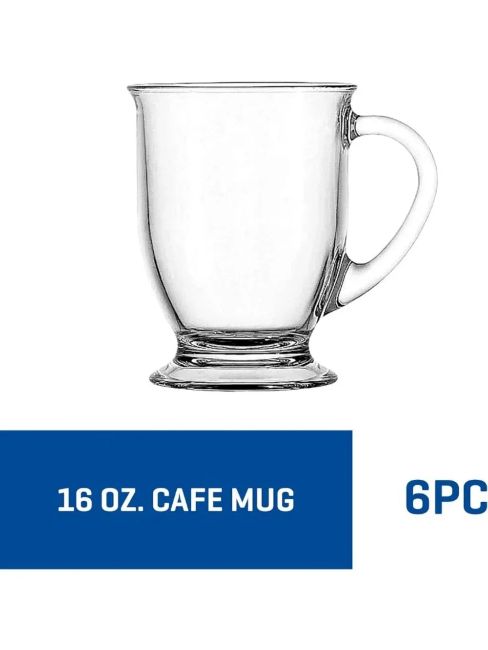 Set of 6 16oz Clear Glass Coffee Mugs - Durable, Stylish Drinkware for Home